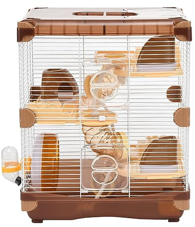 YIBOPET Hamsterkäfig, Kleintierkäfig, 3-lagig, Größe: 36 cm (B) x 27 cm (L) x 42 cm (H), geeignet für Hamster bis zu 8,9 cm Länge