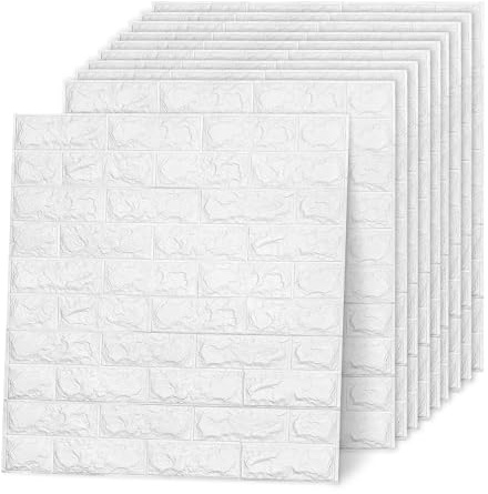 Youyijia 20 Pcs 3D Wall Panels Self Adhesive Wall Tiles Waterproof Brick Wallpaper PE Foam DIY Wall Stickers for Kitchen Living Room Bedroom 77 X 70 cm