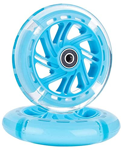 Vocdikficy 1 Paar 120Mm Kinderroller LED-Lichter Blinkräder mit Lagern Vorne/Hinten LED Blinker RollerräDer,Blau