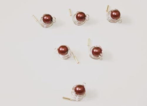 Haarschmuck - 6 Haarspiralen Curlies mit Perlen in der Farbe braun - Brautschmuck
