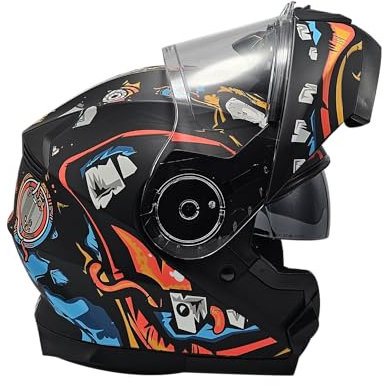 Casco Moto Modulare BHR 836 FLIP-UP, Casco Moto Apribile Omologato ECE 22.06 Con Schermo Parasole, Doppia Visiera Antigraffio e Sgancio Micrometrico, Utilizzo Touring e Cittadino, Zombie Black M