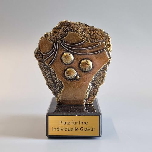 eberin – Metall Pokal Trophäe Award 14cm Boulespieler*innen Boule Bosseln Petanque Boccia – Marmor-Sockel Trophäe Award in 4 Farben