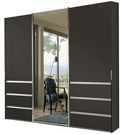 WIEMANN Schwebetürenschrank Kleiderschrank Schlafzimmerschrank 250cm breit, mit Schubladen, Havanna Dekor, mit Spiegel, Höhe 217cm, Malibu
