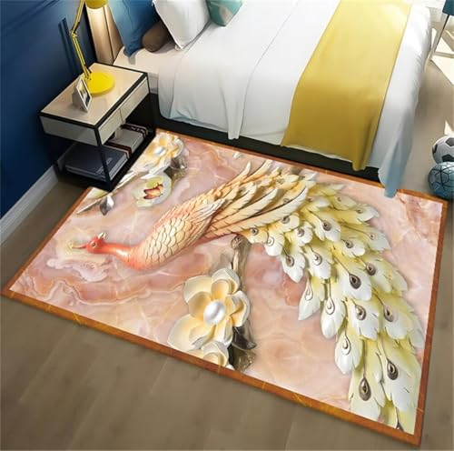 RUGMRZ Teppich Nach Mass 140x200CM bodenschutzmatte Couchtisch Rosa Weicher und niedlicher Schlafzimmerteppich mit Tiermotiv