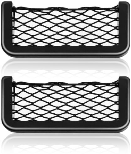 SGERUFZ 2-Piece Set Universale Rete di stoccaggio per auto con rete autoadesiva per bagagli, rete per bagagliaio, rete per bagagli, rete per sedili auto (nero)
