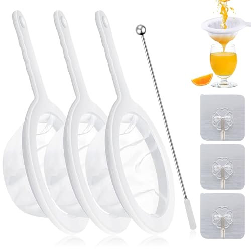 DECUIOCC Colador Plástico Multifuncional para Kéfir – Set de 3 Filtros de Malla Fina, Ideal para la Cocina, Aceite, Leche y Más
