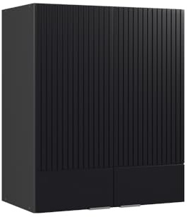 Vicco Hängeschrank Fame-Line, Schwarz gestreift, 60 cm | MDF-Front · Soft-Close · 2 Einlegeböden · Metallgriffe · ✓ Praktischer Stauraum