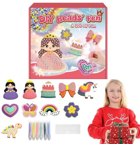 Bead Painting Kit for Kid, Handmade Art Craft Kit, Art Crafts Decoration with Multi-Colored Bead for Decorating Bags, Suitcases, Picture Frames, and Notebooks