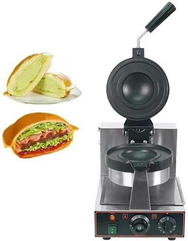moupeaktain Gaufrier électrique Antiadhésif, Machine à Hamburgers à Crème Glacée, Rotation à 180°, Température De 50-300℃ / Durée De 0-5min, pour Usage Commercial à Domicile,A
