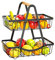 GOLDFOX 2 Tier Countertop Fruit Basket for Kitchen, Portable Modern Fruit Storage Rack, Detachable Black Metal Fruit basket bowl Holder with Handle for Fruit, Vegetables, Snacks in Home and Kitchen