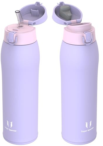 Sparrow Vattenflaska 950ml - Isolerad Termosflaska med Sugrör | Läckfri Vattenflaska, BPA-Fri Termosflaska, Med Piplock & Sugrörlock, Maskindiskbar, TwinSip, Sport, Camping