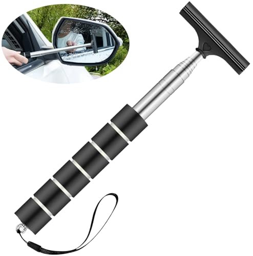 Car Side Mirror Squeegee, Car Mirror Cleaner Wiper Retractable Mirror Squeegee for All Vehicles Automotive Portable Car Mirror Cleaning Tool for Rainy Foggy Weather
