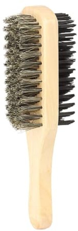 Spazzola per capelli dura e morbida Spazzola per lo styling della barba da uomo Spazzola per capelli con setole a doppia faccia Spazzola per baffi da uomo Spazzola per capelli con manico in legno Pett