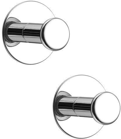 SAYAYO Ganci Adesivi Ganci Portasciugamani in Acciaio Inox Gancio Accappatoio Bagno Cromo Lucido, Gancio Appendiabiti Autoadesivo Appendi Strofinacci Cucina, 2 Pezzi