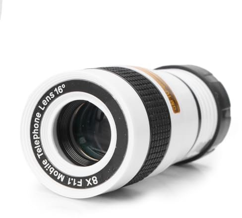 Cndocc35 Obiettivo per fotocamera con clip e zoom ottico ABS per telefono 12x, bianco per Sony per per smartphone e tablet universali