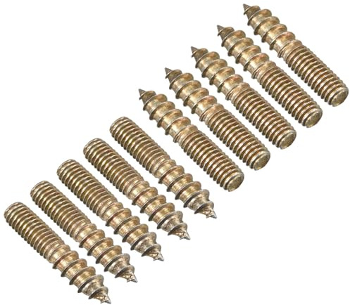 TA-VIGOR 12Pcs Hanger Bolts, M6x25mm Double Headed Bolts Self Tapping Screw, Double Ended Dowel Screws for Wood Joint Furniture