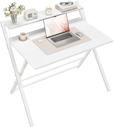Yaheetech Scrivania Pieghevole per Computer a 2 Livelli 100 cm Tavolo
