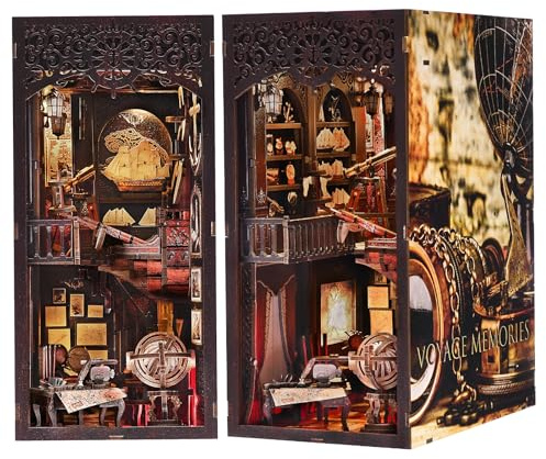 ETKVR Book Nook Kit pour Adultes,Kit Maison en Miniature, Puzzle 3D Bois | Booknook Maquette Maison de Poupée a Construire Bibliothèque Décoration avec lumière LED, Cadeau pour des Amis de la Famille