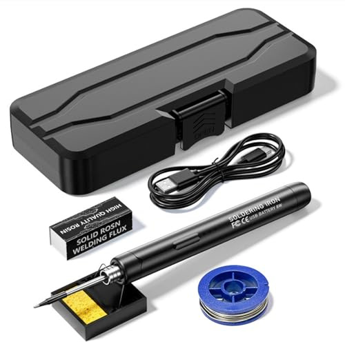 FTVOGUE Pluma de Soldadura Eléctrica Portátil de Hierro USB con 3 Puntas Reemplazables Herramienta de Soldadura con Alimentación USB para Reparación Electrónica (Juego de soldador)