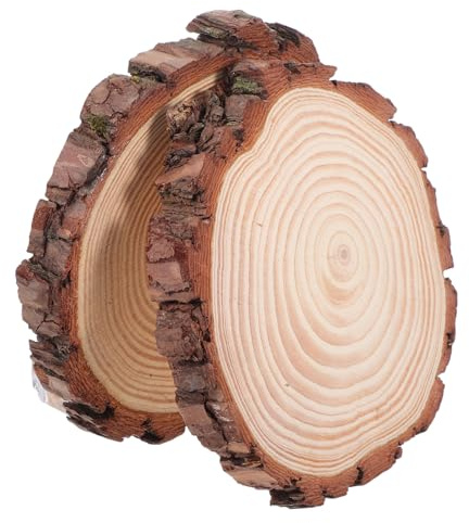 Tofficu 2stücke Runde Holzscheiben Zum Basteln Unbehandelte Naturholzscheiben Aus Rinde Für Diy-anwendungen Und Tischdekoration Holzmaterial Mit Unregelmäßigen Kanten