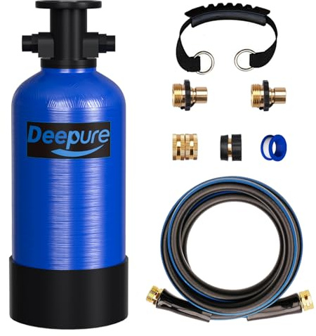 Ablandador de agua portátil para RV con succión instantánea de sal, capacidad de 16.000 granos, suaviza el agua dura para RV, barco, lavado de autos