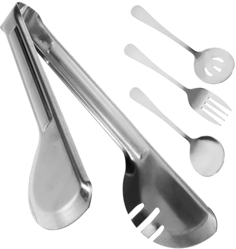 Ciieeo Stainless Steel Serving Fork and Spoon Set Multifunctional Home Tableware Clip for Buffet Barbecue Camping and Restaurant Use Portable and Compact Cutlery Kit