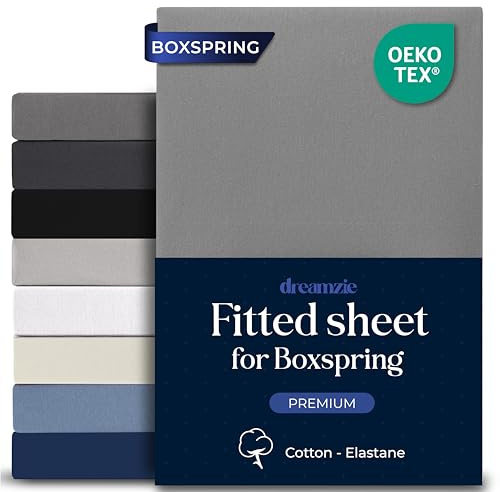 Dreamzie Lakan Med Resår 90x200 cm - Premium Comfort Stretch Bomull | 40 cm Djup Ficka För Tjocka Madrasser Eller Boxspring | Oeko-Tex Certifierad - Antracit