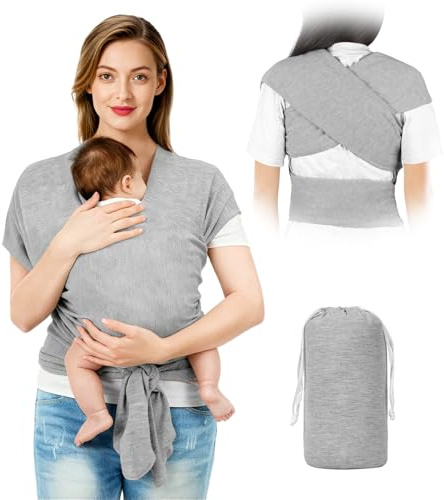 AOOWU Baby Wrap, Baby Wrap Carrier, Lightweight Hands Free Baby Carrier Sling, Stretchy Infant Wrap, Adjustable Toddler Carriers, Infant Sling Wrap