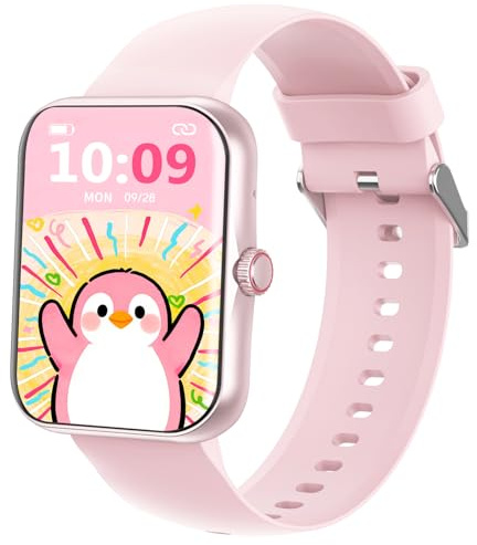 Ucani Kids Smart Watch, 1.83 Kids Fitness Tracker Watch Pedometer, Heart Rate & Sleep Tracker IP68 Waterproof Bluetooth Call 100 Sports Modes with/without APP for Girls Boys Teens 5-16, Pink