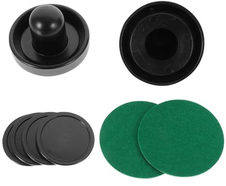 MUSISALY Set Accessori Air Hockey Tavolo Mini Dischi Plastica 96Mm e Spingitori Neri Ricambi per Gioco da Tavolo Hockey su Ghiaccio Kit Completo per Sostituzione e Intrattenimento