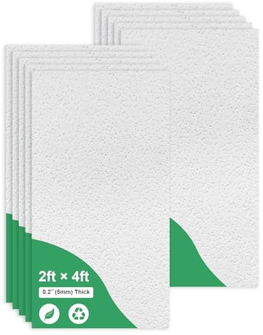 2ft x 4ft Printed Pro Ceiling Tiles - PVC Ceiling Panel 24 x 48in – Waterproof, Washable and Fire-Rated - High-Grade PVC to Prevent Breakage-Cover 80 Sq. Ft-Package of 10 Tiles