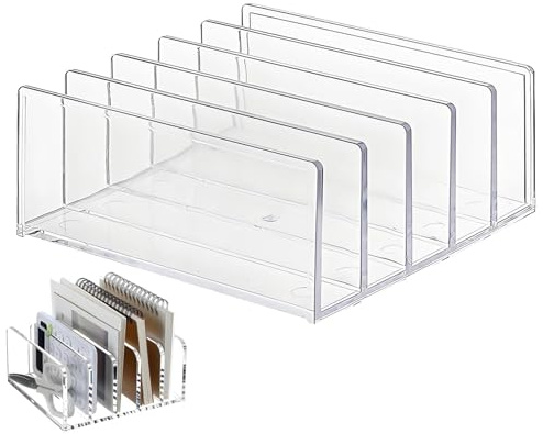 Briefablage Acryl, Schreibtisch Briefablage, Briefständer für Notizzettel, Schreibtisch Briefhalter 5 Fächer Transparent, Büro, Familie, Homeoffice, HBT: 12.2 x 12.2 x 5.3 cm