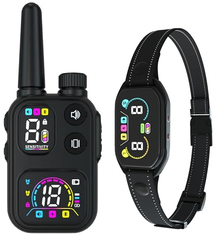 Meloive 3 en 1 Collier de Dressage, Collier Anti Aboiement, Collier LED | Portée de 3800m,Anti-aboiement avec Manuel et Automatique,4 Modes d'Entraînement avec Verrouillage de Sécurité,IPX67 Étanche