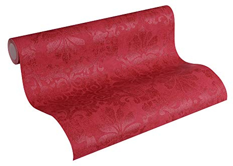 A.S. Création, Carta da parati in Memory effetto vintage floral 10,05 m x 0,53 m Metallic Rosso Made in Germany 329873 32987 – 3