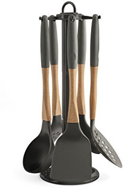 H&H Gadgets Juego mestoli Antiadherente, Nailon, Negro, 6 Unidad