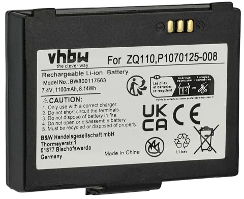 vhbw Akku Ersatz für Bixolon K409-00007A | PBP-R200 für Barcodescanner POS (1100 mAh, 7,4 V, Li-Ion)