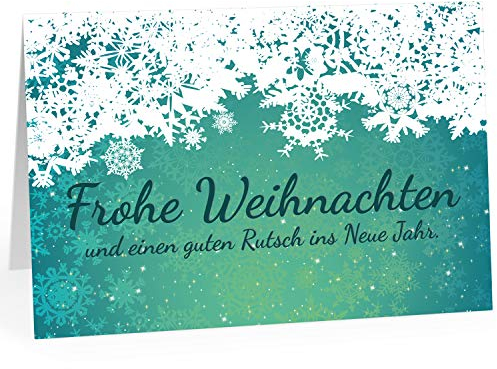 Große XXL Weihnachtskarte DIN A4 (Design Frohe Weihnachten Grün mit Schnee) mit Umschlag/Weihnachten/Klappkarte/Grußkarte/zum Geschenk/moderne Karte