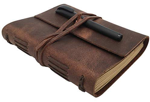 Cooleathor Leder notizbuch Tagebuch - Unisex-Notizblock, 240 Kraftpapier Vintage & handgemacht notizbuch leder, braunes A5 Notizblock Format - Braun, 6 x 8 Zoll