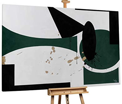 KunstLoft® XXL Gemälde 'Edgy Minimalist' 180x120cm | original handgemalte Bilder | Formen Abstrakt Grün Schwarz | Leinwand-Bild Ölgemälde einteilig groß | Modernes Kunst Ölbild