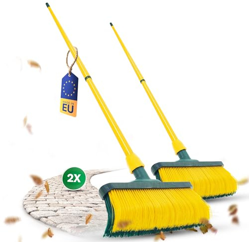 Novaliv Juego de escoba de madera con mango de 30 cm, escoba rascadora, escoba para exteriores, jardín (2, 30 cm con mango)