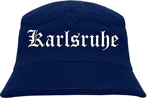 sostex Karlsruhe Fischerhut - Dunkelblau - Altdeutsch - Bedruckt - Bucket Hat Anglerhut Hut S/M Dunkelblau