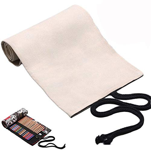 NANANA Leinwand Stifterolle Pencil Wrap Roll up Holder Tasche Federmappe für 12/24/36/48/72 Buntstifte und Bleistifte Stifteetui Roll-up Mäppchen für Künstler, Reisen, Schule (Ohne Stift),#4,48 Holes