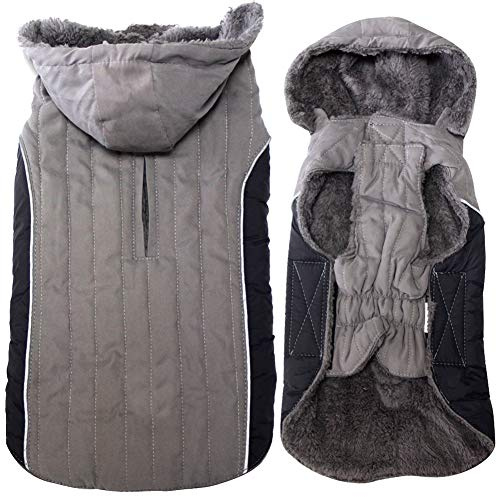JoyDaog Fleece Hund Hoodie für mittlere Hunde Super warme Hundejacke für kalte Winter Hundemäntel,Grau L