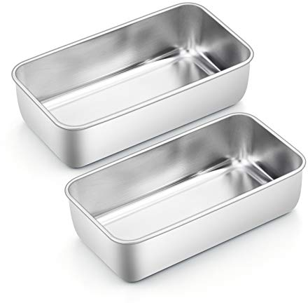 Homikit Set di 2 stampi per pane in acciaio inox, per pane, torte, toast, rettangolari, sani, facili da pulire e lavabili in lavastoviglie, 23,5 cm x 12,6 cm x 6 cm