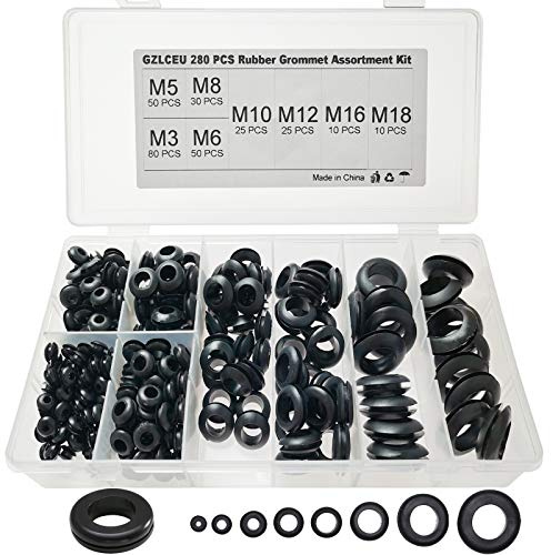 GZLCEU 280 Pz Passacavi in Gomma M3/M5/M6/M8/M10/M12/M16/M18 per Proteggere Fili, Spine e Cavi - 8 Dimensioni