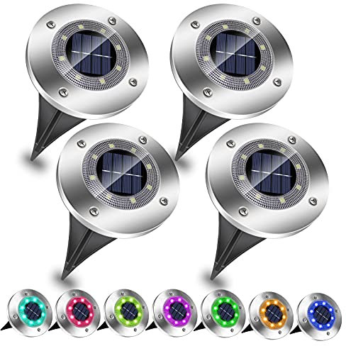 EXTRASTAR Solar Light for Outdoor Garden, Multicolor Solar Ground Lights with 8 LEDs Chips, (4 Pack), RGB Color Changing IP65 Waterproof Solar Powered Pathway Lights, Outdoor Landscape Lamp