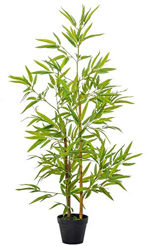 Outsunny Piante di Bambù Artificiali in Vaso da 120cm, Decorazione per Casa, Ufficio, Interni ed Esterni, Verde