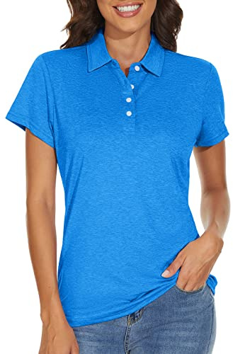KEFITEVD Poloshirt Damen Kurzarm Funktionsshirt Performance T-Shirt Golf Polo Atmungsaktiv Schnelltrocknend Freizeitshirt