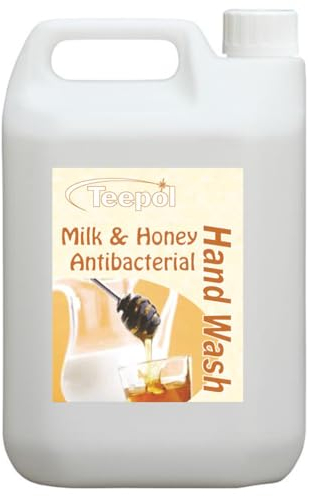 Teepol Milk & Honey Antibacterial Hand Wash, Luxury Scented Liquid Hand Soap Refill - Antibacterial Handwash - Effective Germ-Killing Hand Soap - Soft on Skin 5L