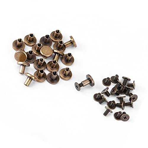 20pcs Rivet de Capuchon en Cuir, Tête Plate Cuivre Laiton Vis écrous Clous Rivets Accessoire de Capuchon en Cuir (5mm)(8mm/0.31in)